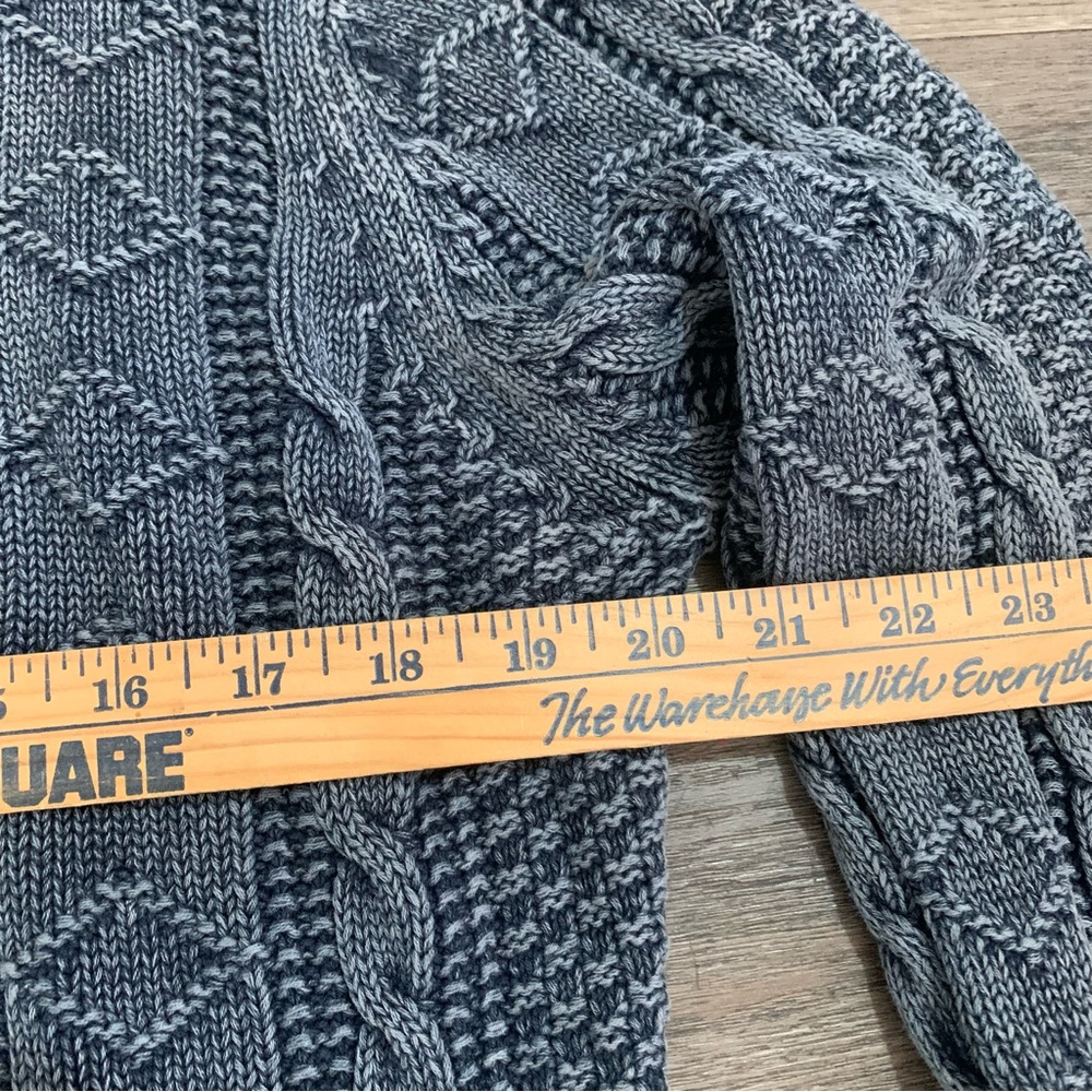 Carbon 2 Cobalt Cable Knit Zip Sweater Adult L Blue Gray Cotton Linen Stavanger - Picture 6 of 7